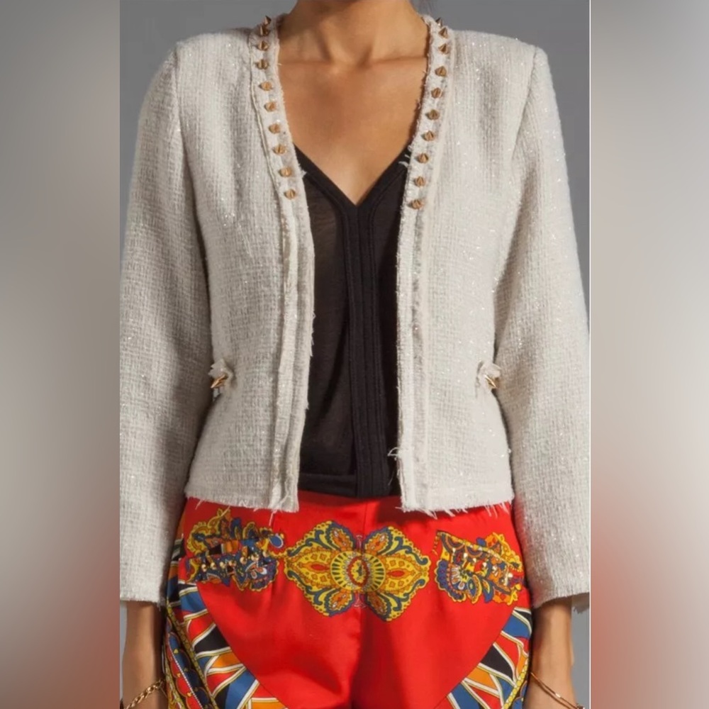 NWT Revolve Lovers + Friends x Because Im Addicted En Vogue Cream Tweed Jacket